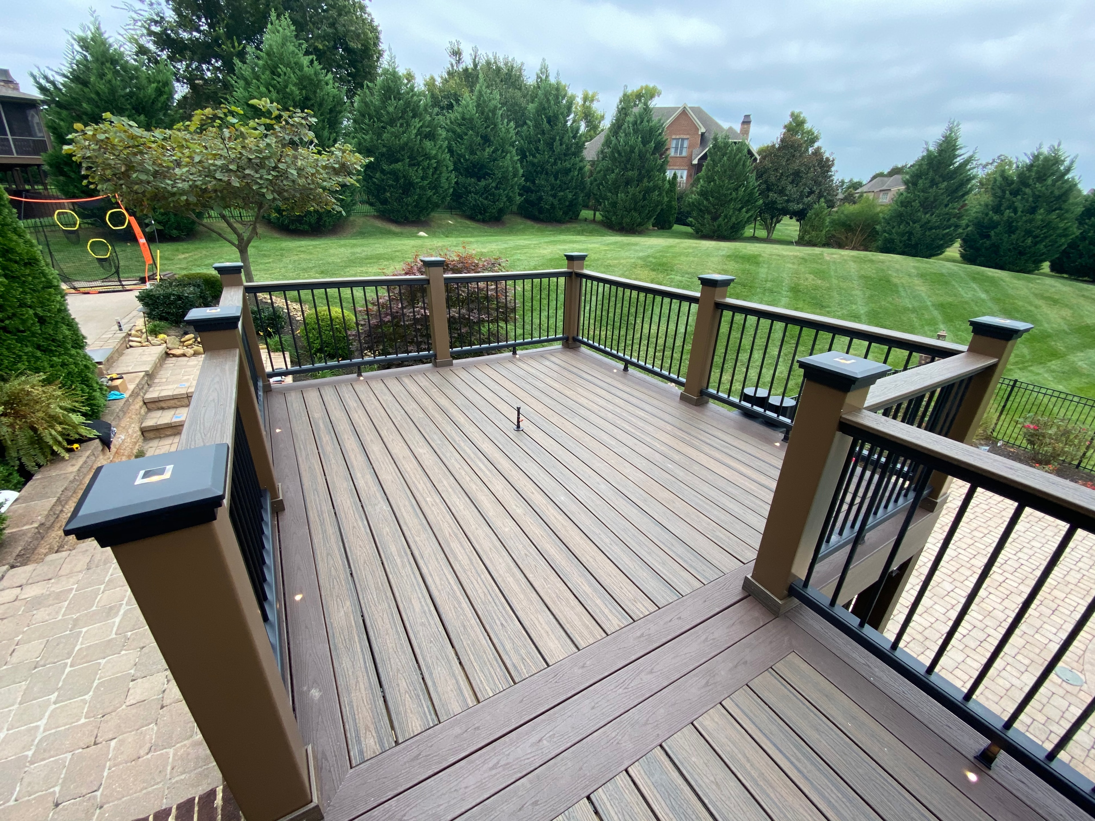 View of the Jefferson upper deck with composite decking and black aluminum railings