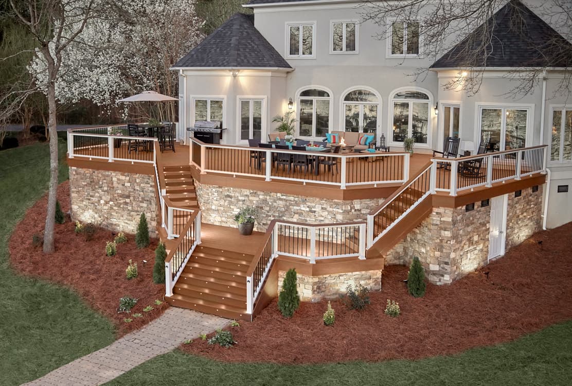 Trex Transcend composite railing with matching decking